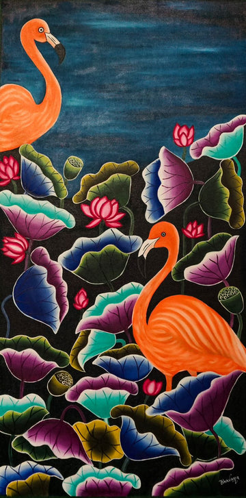 Flamingos in Lotus Garden