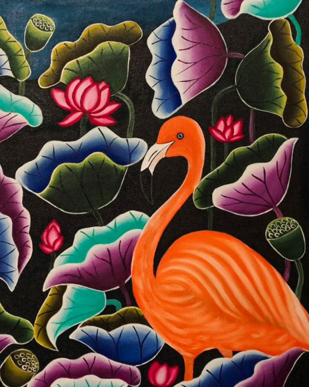 Flamingos in Lotus Garden